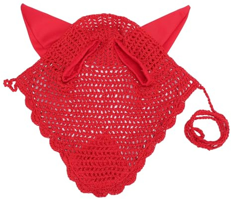 LDAUYZLING Capó de Oreja de Caballo Algodón Transpirable Velo de Mosca de Caballo Red de Oreja Ganchillo Ecuestre para Caballos Sensibles