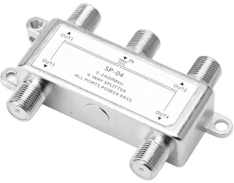 Fasizi Divisore di Potenza, Un Ingresso e Quattro uscite, Splitter a 4 Vie 5-2400 MHz Amplificatore satellitare per TV e Radio satelliti, Ukw, DC Passage