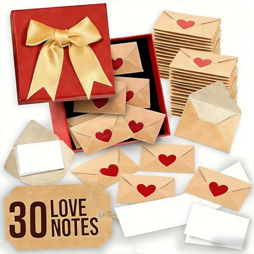 Cikiki DIY Love Notes Box for Him Her,30 Pcs Mini Blank Note Cards with Envelopes,DIY Little Love Notes Cute Couple Gifts for Valentines Day Girlfriend Boyfriend Husband