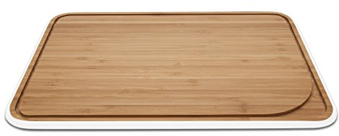 Pebbly - Planche à Découper avec Rigole en Bambou Naturel - Blanc - 35 x 25 cm - Idéal pour la Préparation des Repas, le Découpage de légumes,…