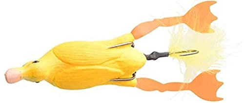 Savage Gear 3D Hollow Entchen Unkrautfrei - schwimmender Topwater-Köder für Raubfischangler, zum Angeln in schwerem Bewuchs und auf Unkraut in Süßwasserseen, Teichen und Flüssen, Hecht, Gelb 7,5 cm