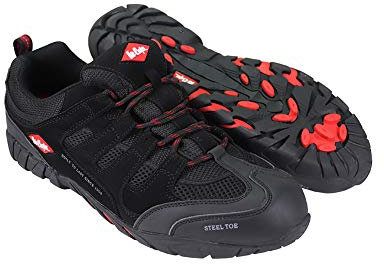 Lee Cooper Männer Frauen Unisex Berufsbekleidung Leichte atmungsaktive Stahlkappe Sicherheit Midsole Arbeitssicherheit Trainer Schuhe S1P SRA, Schwarz, 39 EU