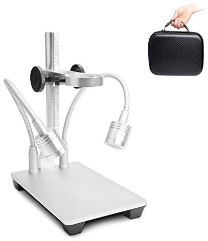 Soporte de aleación de Aluminio para cámara de microscopio Digital USB/WiFi/LCD, Soporte Universal de Metal Cainda con luz de Relleno y Funda de Transporte portátil Grande