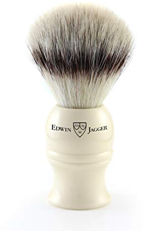 Edwin Jagger 33 Series Traditioneller Rasierpinsel, Synthetikfaser, silberfarben