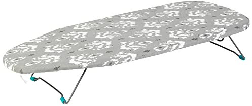 Beldray LA023735IKATEU7 Ikat Tischbügelbrett – tragbarer Reisebügeltisch, kleiner Bügelständer, Falten für platzsparende Aufbewahrung, robustes Metallgestell, Bezug aus 100% Baumwolle, 73 x 31 cm