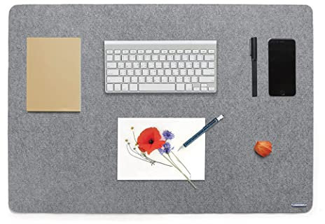 Schreibtischunterlage Filz, 80x54cm Tischunterlage Schreibtisch mit Anti-Rutsch-Layer, Filzunterlage Mauspad Multifunktionales Office Mousepad Laptop für Büro und Zuhause,Grau