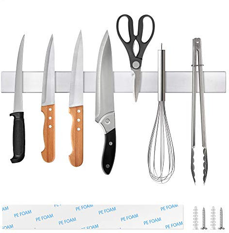 Ninonly Barra Magnetica para Cuchillos 40cm Portacuchillas Magnético Adhesivo, Soporte Magnética para Cuchillos de Acero Inoxidable de Cocina, Herramientas Otros Utensilios y Organizacion