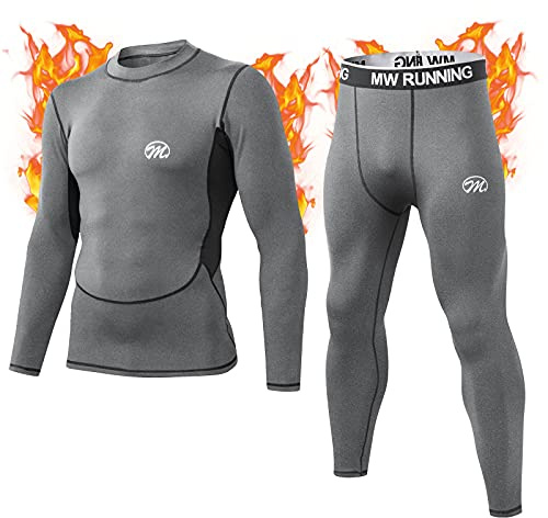MeetHoo Ensemble de sous-vêtements Thermiques Homme Baselayer, Manches Longues, Haut Maillot de Corps + Pantalon Bas Hiver Ski Sport