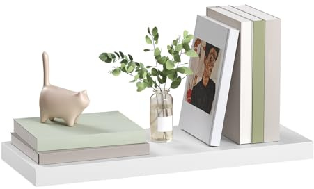 eSituro White Floating Shelf, 50cm Wooden Wall Decor for Living Room | MDF Shelving Board, Easy Install Hanging Display & Organiser for Kitchen, Bedroom, Bathroom, Office, Hallway