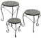 DEGAMO Beistelltisch 3-er Set Siena, rund 21/27/32cm, Gestell Metall schwarz, Tischplatte aus Keramik in Mosaik-Optik, grau/Weiss, Outdoor und Indoor
