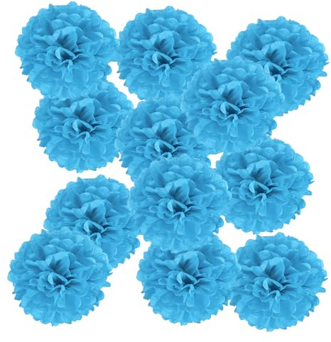 PATIKIL Pom Poms Carta 5.91 x 5.91, Kit 12Pz Palle Fiori Carta per Compleanno, Addio Nubilato, Matrimonio, Festa Nuziale, Decorazione Fai da Te, Arte e Artigianato, Natale, Blu