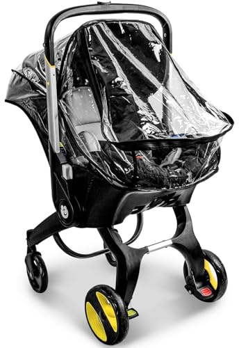 Car Seat Stroller, Black Transparent Stroller Rain Cover, Buggy Rain Cover Universal with Easy Access Zipper, Buggy Snow Cover That Protects Against Rain Snow Wind, Pushchair Cover for Strollers