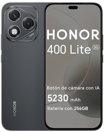 HONOR 400 Lite 5G - Smartphone de 8GB+256GB, Dual SIM NFC, 108MP con Botón con IA, 6.7'', Pantalla AMOLED con protección de la Vista, Batería de 5230mAh, IP65&SGS, MagicOS 9.0, Velvet Black