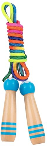 Ogetok 16 FT lång hopprep, 5m Multiplayer regnbåge hopprep för vuxna, Justerbar bomull dubbel holländsk Jumping Rope med trähandtag för Utomhussport, partyspel, Fitness träning