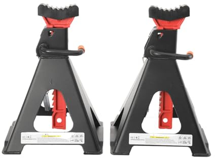ECUTEE 2 Pezzi Cavalletti di Supporto, Cavalletti per Auto Cric capacità 6T Supporto per Roulotte, Altezza Regolabili 390-585 mm, Cavalletti di Sostegno per Veicoli, Auto, SUV, Caravan