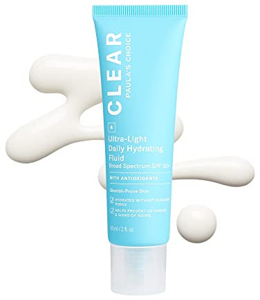 Paula'S Choice Transparente tägliche Feuchtigkeitscreme mit Vitamin E und Lichtschutzfaktor 30 gegen Hautunreinheiten, Pickel und Mitesser bei unreiner und fettiger Haut 60ml Weiß