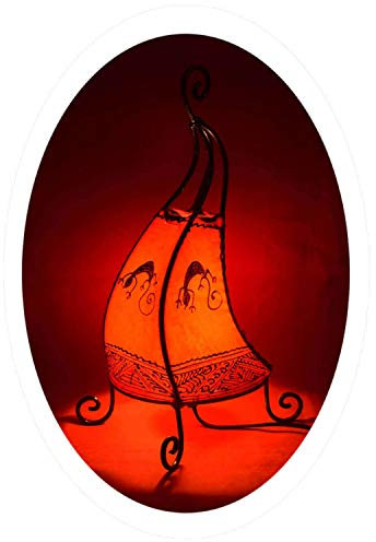 Simandra Orientalische Lampe Stehlampe marokkanische Hennalampe Lederlampe Tischleuchte Stehleuchte Orient Coq Gecko 40 cm Color Rot