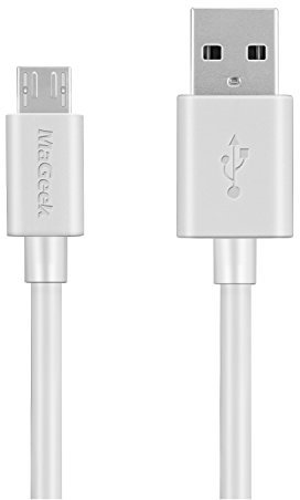 MaGeek® 3.0m Micro USB Câble Haute Vitesse USB 2.0 Sync et Charge pour Samsung, HTC, Sony, Motorola, LG, Google, Nokia (Blanc)