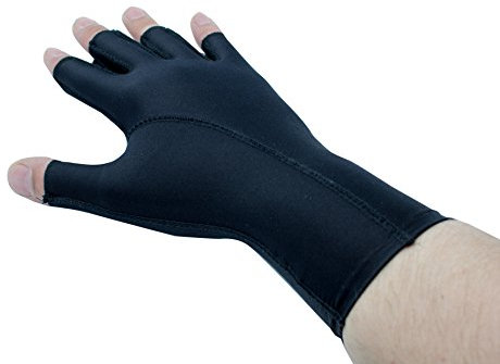 AFH Webshop EDEMA Light | 3/4 Finger | Ödem Handschuh | verschiedene Größen | 2 Farben | Kompressionshandschuh | Top Qualität (X-Large, schwarz)