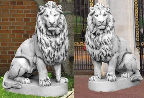 2 Löwen Set (S103037+S103038) Torwächter Gartenfiguren Statuen Steinguss 135 cm Figuren Tiere Deko Dekoration