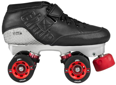 Chaya Rollschuhe Onyx - Roller Skates für Damen und Herren im Retro-Look für Roller-Disco - Roll-Schuhe in Schwarz/Silber