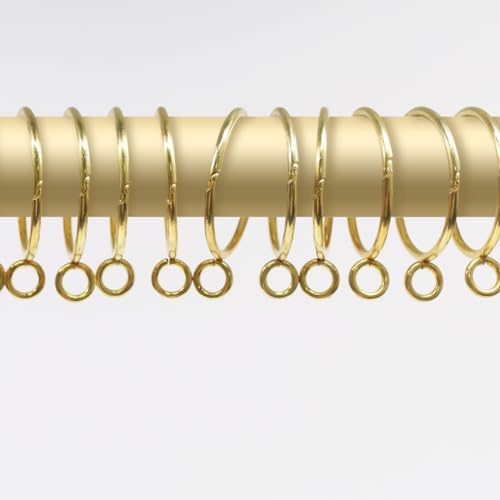 Coideal Gold Curtain Rings Metal - 20 Pack 38mm Openable Shower Curtain Rings, Open and Close Drapery Loops with Eyelets, Fits Up to 1 1/4-Inch Rod