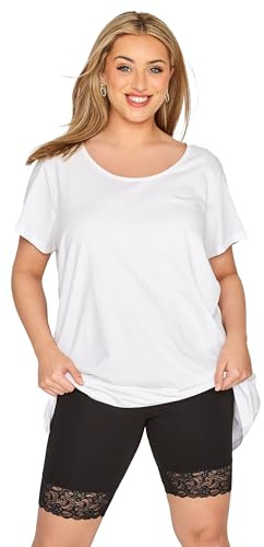Yours for Good Curve Lace Trim Stretch Cycling Shorts - Women's - Plus Size Curve Black