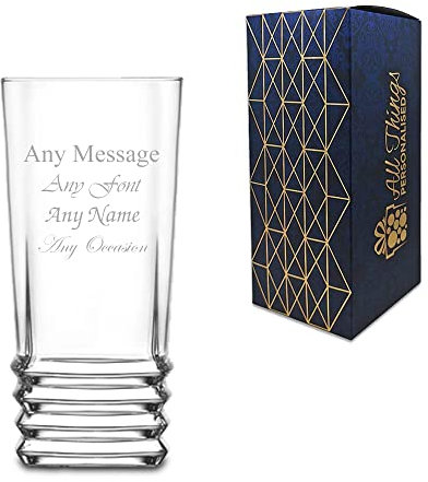 Personalised Engraved 335ml Elegan Highball Glass - Add Any Message or Name, Tall Hi Ball Glass Water Gin Juice Squash Cocktail Water Drinking Glassware Tumblers