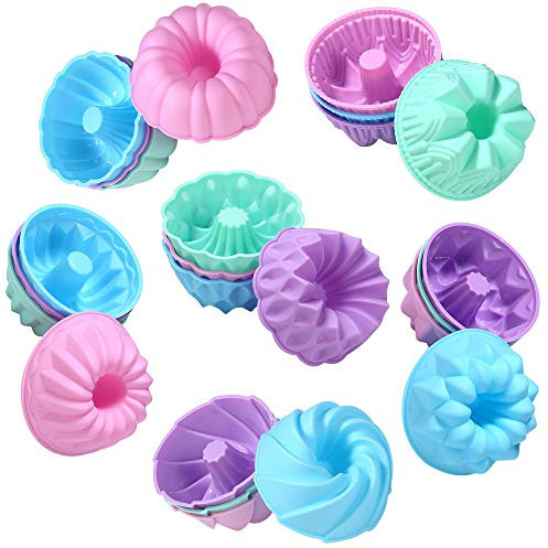 To encounter Silikon-Donut-Form, Muffinförmchen, Kuchenform, antihaftbeschichtet, lebensmittelechtes Silikon, Donut Backform, perfekte 9,5 cm Donuts, 24 Stück, helle Farbe