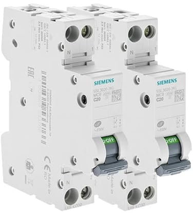 SIEMENS - 2-poliger Leitungsschutzschalter, 20 A, 2 Stück
