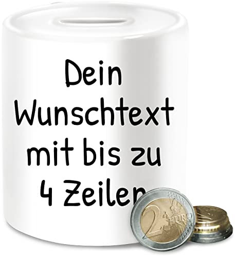 Spardose - Aufdruck selbst gestalten - Wunschdruck Text Namen I Eigener Text I Custom Text - Unisize - Weiß - Geschenke für frisöre trinkgeldkasse wunschtext Trinkgeld Kasse bierkasse kaffeekasse