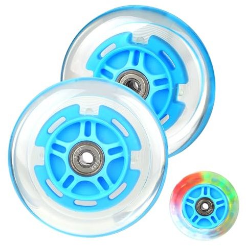 DBREAKS 2x Ruedas Luminosas para Scooter 100mm, Stunt Scooter Ruedas, Azul | Ruedas Luminosas LED para Patinete de Acrobacias, con Rodamientos ABEC-9, Dureza 88A, para Todo Tipo de Scooters