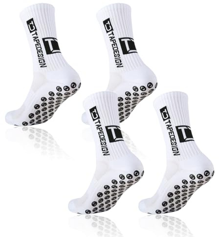 BCZR Calcetines Deportivos Antideslizantes, 2 Pares Hombre para Running, Baloncesto (39-46 Yardas) Blanco