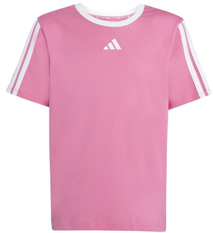 adidas Girl's Train Essentials 3-Stripes Shirt, Pink Fusion/White, 14-15 Years