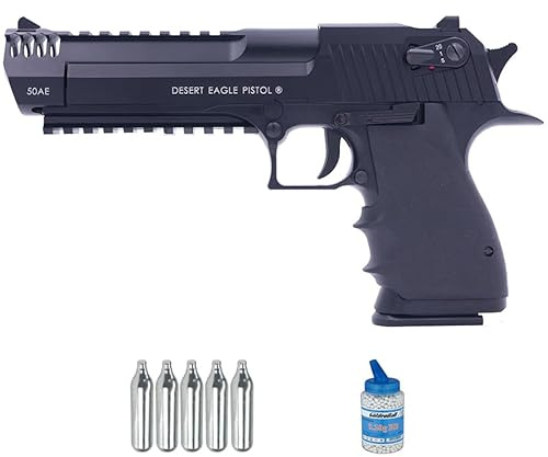Pistola Desert Eagle L6 nera blowback CO2 (6 mm) | Pistola ad aria compressa per softair (pallini in PVC) calibro 6 mm + bombola da 0,20 + 5 CO2 (potenza: 1 joule)