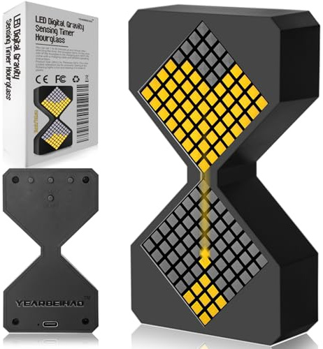 Digital Hourglass Timer for Kids, YEARBEIHAO 1-30 Minutes Sand Time Can Set Any Minute, A Sensory Toy for Relaxation, DIY Electronic Timer for Kitchen, Room Home Decor (Black)