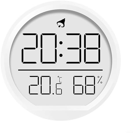 Honseadek Horloge numérique d'intérieur avec affichage de la température et de l'humidité, support mural magnétique LCD, thermomètre, hygromètre, date, heure, calendrier pour la maison, la cuisine, le