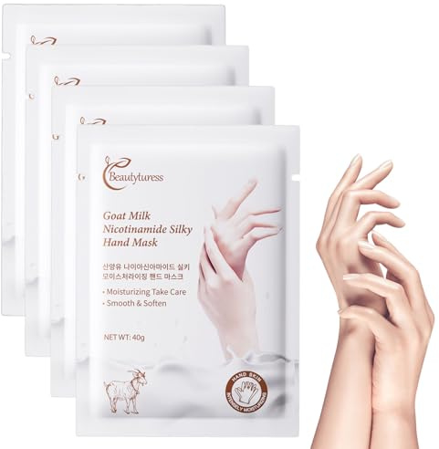 Goat Milk & Niacinamide Hand Mask - 15 Pairs Intensive Moisturising Gloves for Dry Rough Hands - with Shea Butter & Vitamin E - Salon-Level Home Hand Treatment