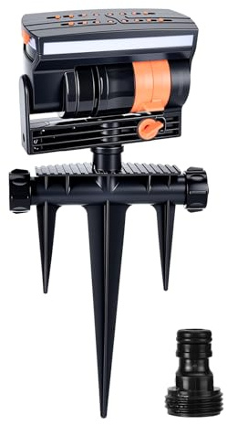 Turmegtt Arroseur Jardin, Arroseur Oscillant Rectangulaire Oscillant à 16 Trous, 4 Formes Réglables Arroseur Pelouse, Automatique Arrosage Jardin pour l'arrosage de Jardins de 8 à 14 m