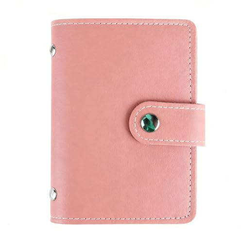 teashow PU Leather Credit Card Holder Wallet for Men & Women Slim RFID Blocking Bank Card Case with 26 Plastic Insert Sleeves,Minimalist Front Pocket Wallet Holders,Travel Business Card Case(Pink)