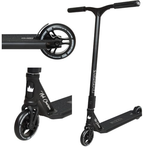 NKD Trottinette de Stunt – RIZZ | Roulements Haute Performance ABEC-9 | Guidon Rotatif à 360° pour Le Freestyle | Alliage d’Aluminium 6061 Durable (Noir)