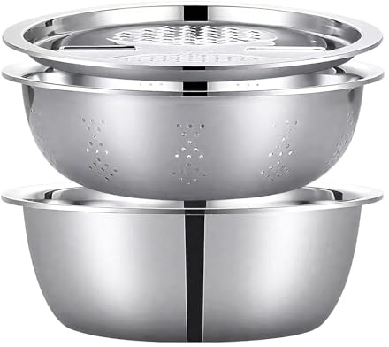 ZHUMCCY Ciotole Acciaio Inossidabile per Impasto - Accatastabili in Acciaio per Risparmiare Spazio - Scodelle da Cucina con Base Antiscivolo - per Servire Lavare Conservare Insalate Pizze e