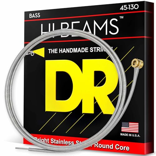 DR Strings Hi-Beam MR5-130 – E-Bass Saiten, 5-Saiter Set, Edelstahl, Rundkern, Medium to Heavy 45-130