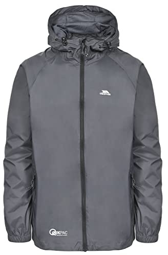 Trespass Adults Waterproof Jacket Qikpac - Lightweight Packaway Raincoat, 2 Zip Pockets, Full Body Front Zip, Adjustable Hood, Storm Flap, Ventilated Back, Foldable Packs in Pouch