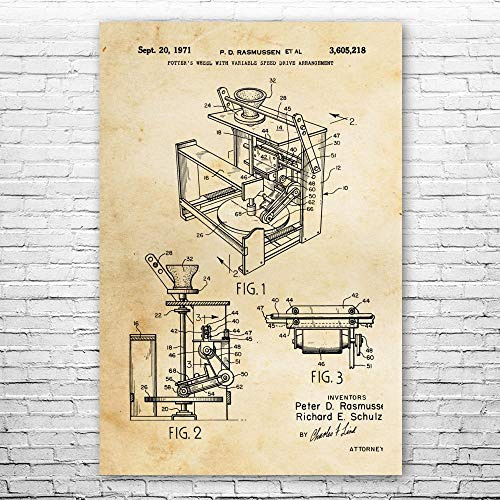 Potters Wheel Poster Print, Pottery Wall Art, Potter Gifts, Pottery Class Decor, Artist Gift, Ceramics Store Art Vintage Paper (11 inch x 14 inch)