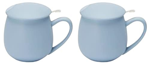 teemandSannysis 2 x örtkopp Saara, porslin, 3 delar, matt-ljusblå 0,35 l = 2 koppar