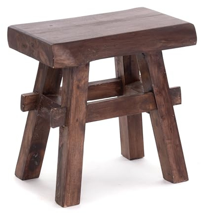DESIGN DELIGHTS Holz HOCKER Vintage 40 | Massivholz, 43x45x27 cm (HxBxT) | Sitzhocker, Pflanzenhocker, Beistellhocker
