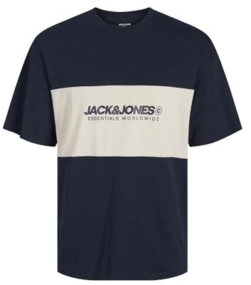 JACK & JONES Men's Jjelegacy Blocking Tee SS O-Neck Noos T-Shirt, Blazer Navy, S