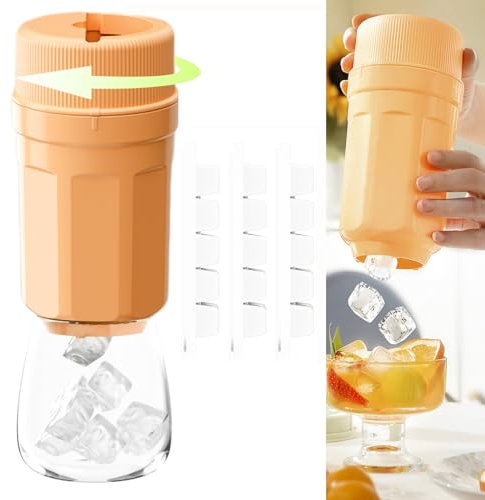 Bac a glacon,Tianher bac a glacons avec couvercle glacon reutilisable Seau à glace glacons moule Enlèvement facile de la glace avec 3 bacs à glaçons