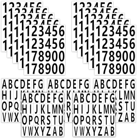 10 Adesivi Numerici Impermeabili - 5 Inglesi, Neri, Alfanumerici per Scatole